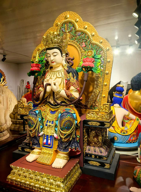 木雕妈祖神像天上圣母天冠弥勒真金极彩定制各种尺寸佛像财神菩萨