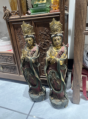 山西大同华严寺【合掌露齿菩萨】复刻像（辽代彩塑60cm木雕铁矿石