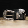 Pi Xuan Ge women's large silver buckle first layer cowhide