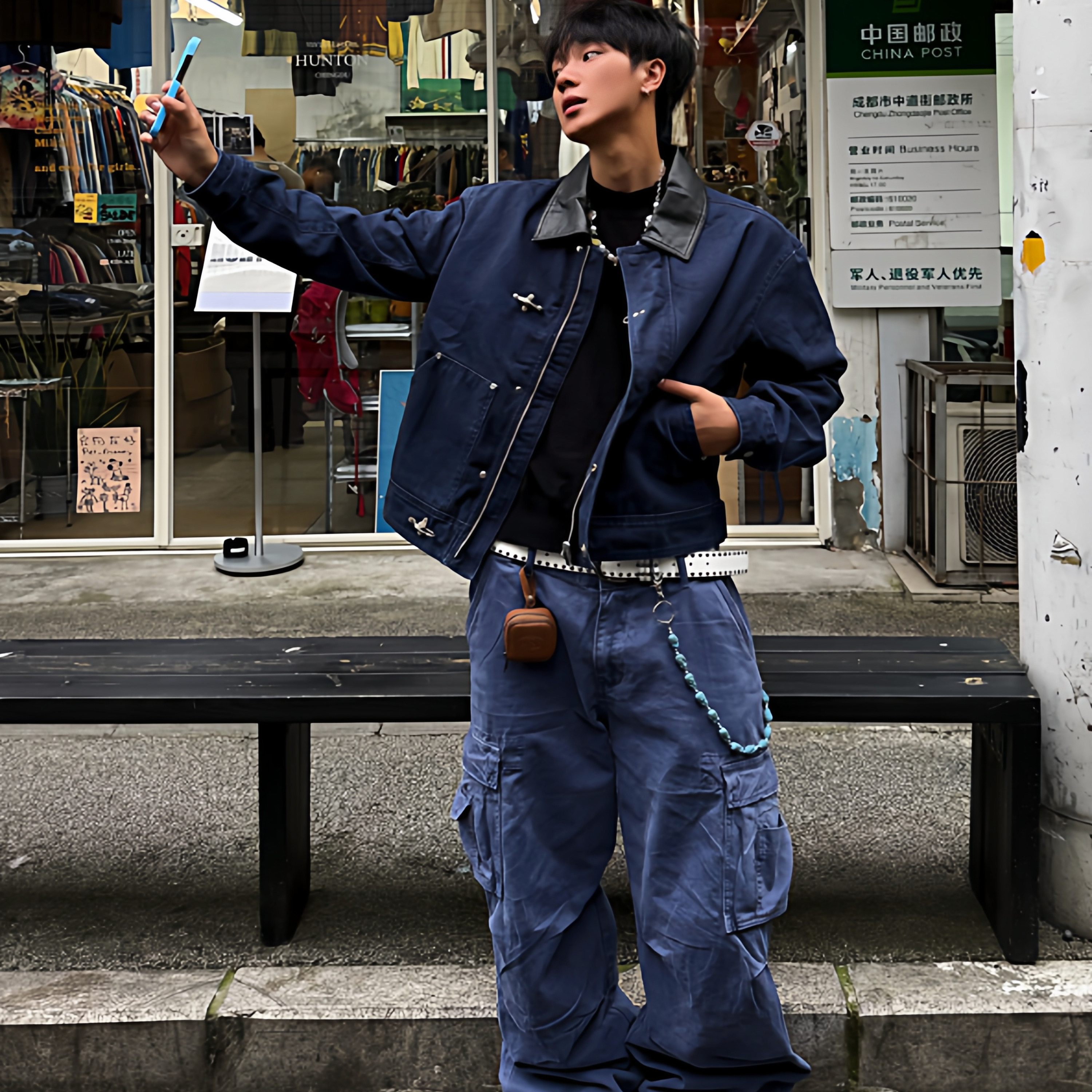 BLOOD RULE法工蓝cargo复古做旧cleanfit美式直筒男女cargo工装裤,淘宝优惠券,粉丝福利购,淘宝优惠卷