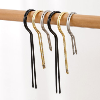 ຮ້ານຂາຍເສື້ອຜ້າ hanger hook accessories plastic wood solid hanger flat hook gold silver black extended hook electroplated hook