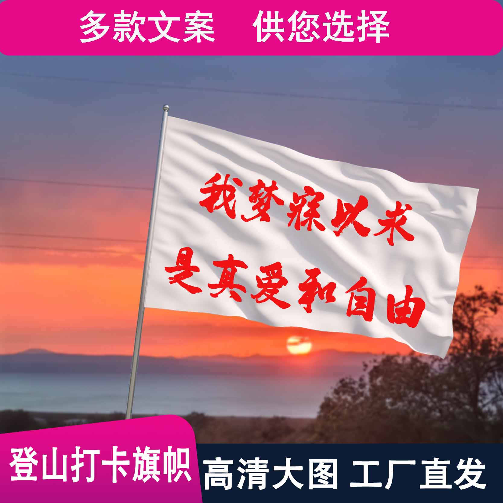 登山旗帜我梦寐以求是真爱和自由摇滚风旗帜爬山旗帜音乐节应援旗 - 图0