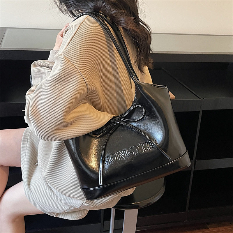 蝴蝶结腋下包包女式2026春新款韩版潮时尚大容量托特包复古单肩包,淘宝优惠券,粉丝福利购,淘宝优惠卷