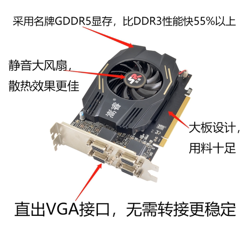 嵩睿四屏显卡HD7600四分屏显卡一拖4屏显卡4VGA显卡免转接 2G全新 - 图2