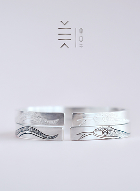 姜央原创男女皆可足银生肖蛇手镯