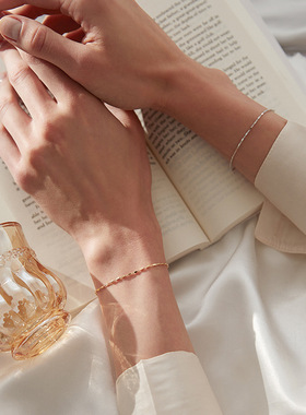 s925纯银方块手链ins闺蜜礼物