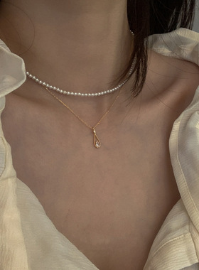 电镀S925纯银精致水滴超仙项链女学生锁骨链女ins冷淡风简约百搭