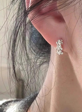 925银针立体花朵耳扣小众