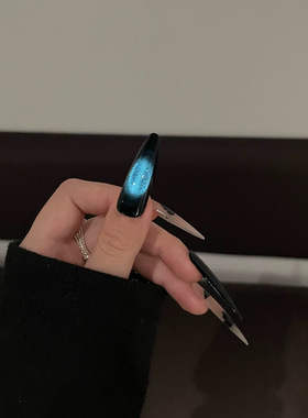 清冷蓝色高级感蝴纯手工穿戴甲片