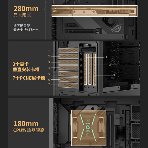 阿基米德Km7电脑机箱塔式服务器EATX主板15硬盘位显卡竖装360水冷 - 图2