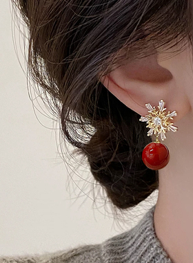 美美子法式锆石烟花圆球耳钉