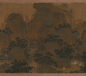 李昭道仙山楼观图卷唐国画卷轴
