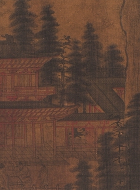 佚名山奕侯约图明国画挂轴高清