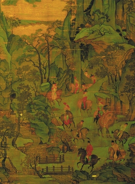 李昭道明皇幸蜀图唐国画横幅