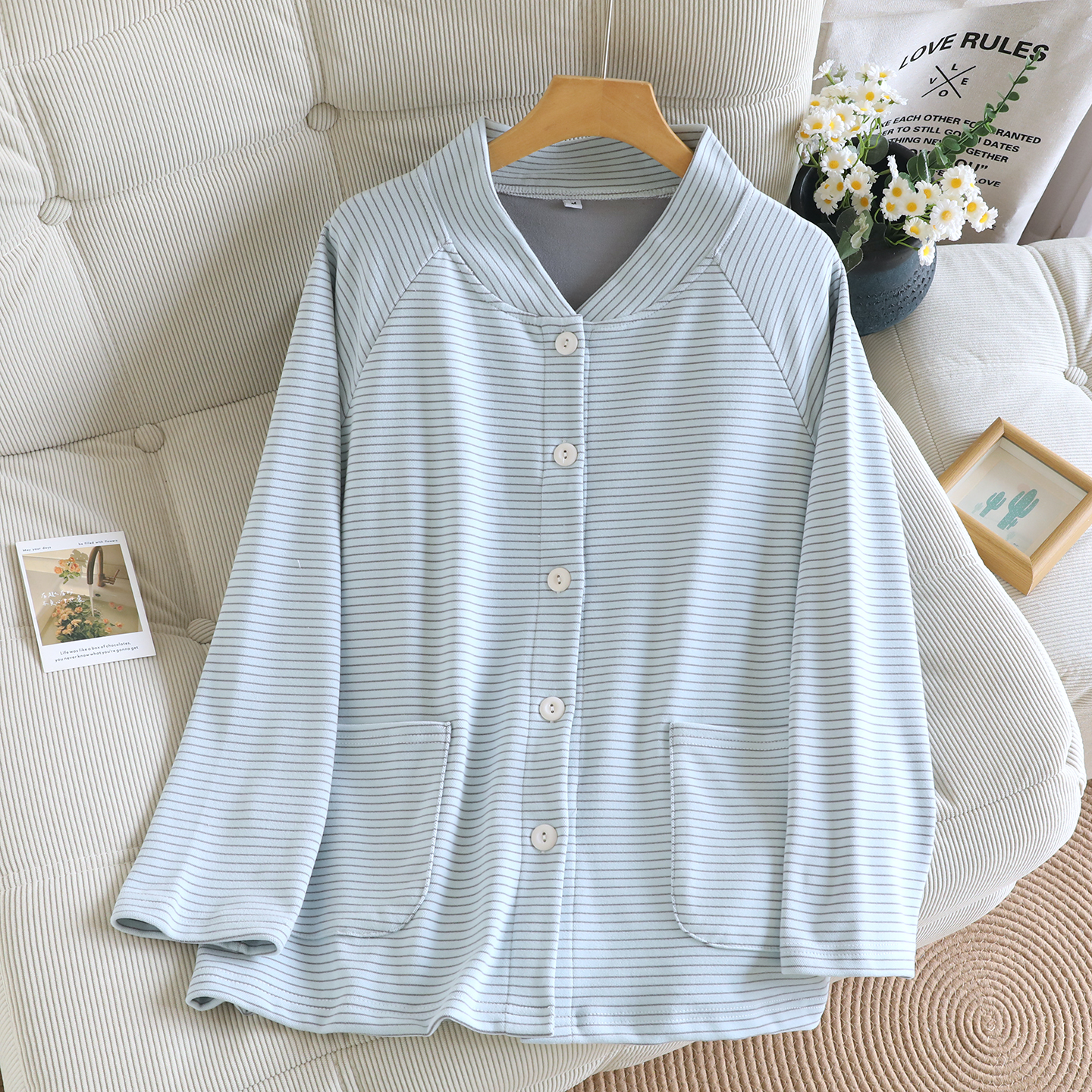 秋冬单件上衣女睡衣德绒加厚长袖开衫2025新款冬季薄绒大码家居服