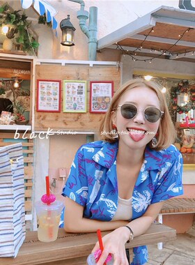 复古金边墨镜偏光显瘦复古女圆形