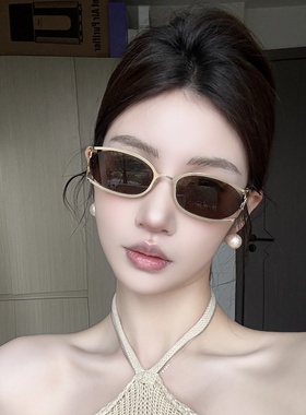 金属老钱风茶色墨镜女方圆脸显瘦
