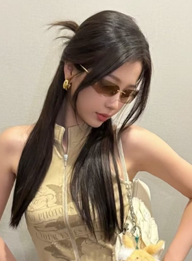 欧美甜系辣妹曲面粉色墨镜太阳镜