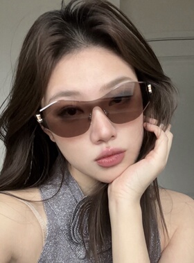 无框一体茶色金属腿显瘦太阳镜