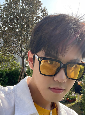 夜视透明黄黑大框显脸小女眼镜