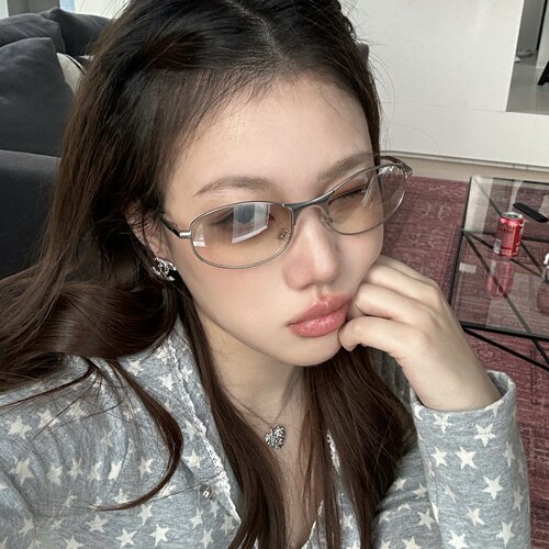 复古金属老钱风银框渐变亚裔辣妹猫眼墨镜女方圆脸显瘦高级太阳镜 - 图1
