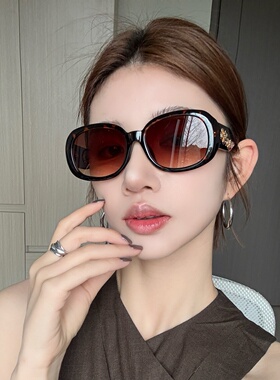 豹纹渐变山茶花大框显瘦墨镜