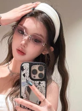 无框渐变水银色椭圆猫眼太阳镜