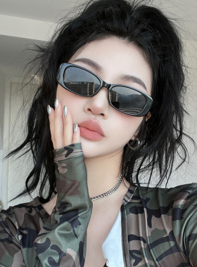 欧美小框方形圆脸复古黑框墨镜