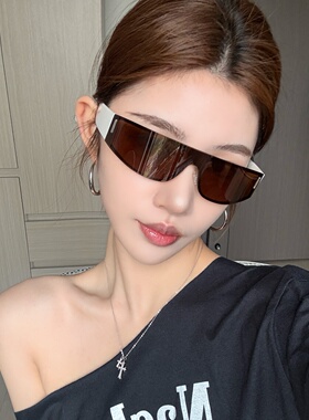 复古无框茶色白腿显瘦骑行墨镜