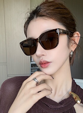 复古豹纹方圆脸显瘦偏光太阳镜