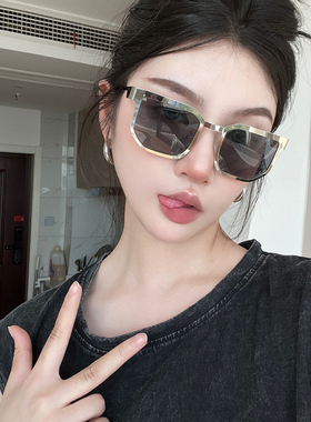 方形科技银色辣妹圆脸显瘦墨镜