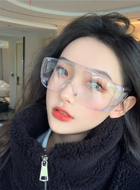 复古欧美造型拍照防风沙尘连体眼镜透明全封闭透气防雾骑车网红款
