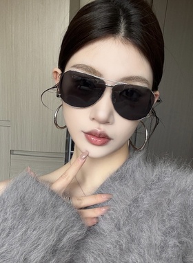 欧美大框蛤蟆墨镜2025新款太阳眼镜高级感飞行员防紫外线欧美风女