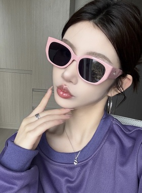 2025复古粉色猫眼墨镜女方圆脸显瘦高级网感少女辣妹欧美风太阳镜