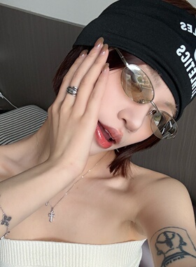 韩系精致金属银半框渐变色GM墨镜