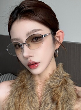 金属渐变水银半框猫眼爱心太阳镜