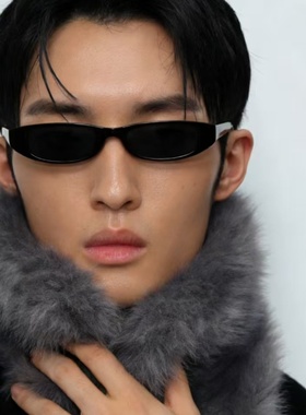 韩版复古黑猫眼小框痞帅太阳镜男