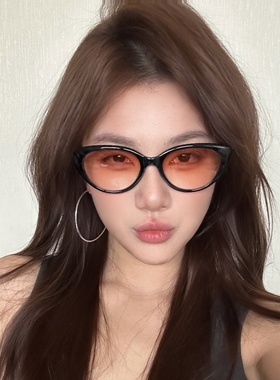 黑框渐变粉猫眼墨镜女方圆脸显瘦
