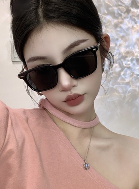复古经典百搭黑色方形墨镜女显瘦