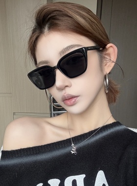 复古多边形猫眼黑色墨镜女方圆脸显瘦高级网感太阳镜2025新欧美风