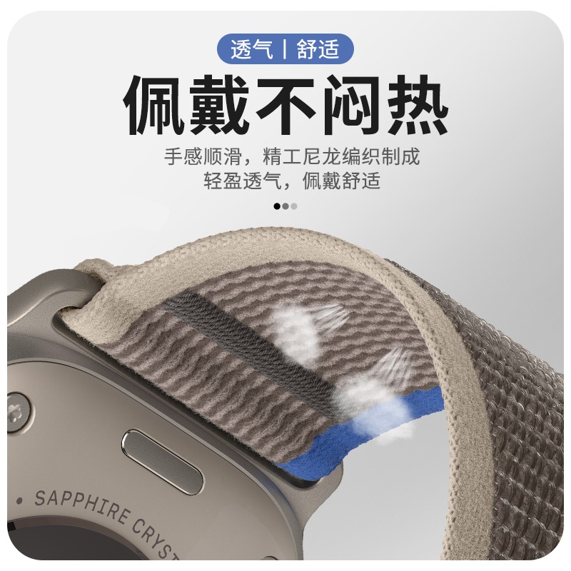 适用iwatch表带野径回环applewatchultra表带se苹果手表表带8代7/6/5/4高山49mm45/44/41/40男女s8运动尼龙s7 - 图3