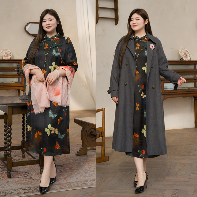 Beautiful Inn Retro Printed Man Silk Flavor Yunsha Cheongsam