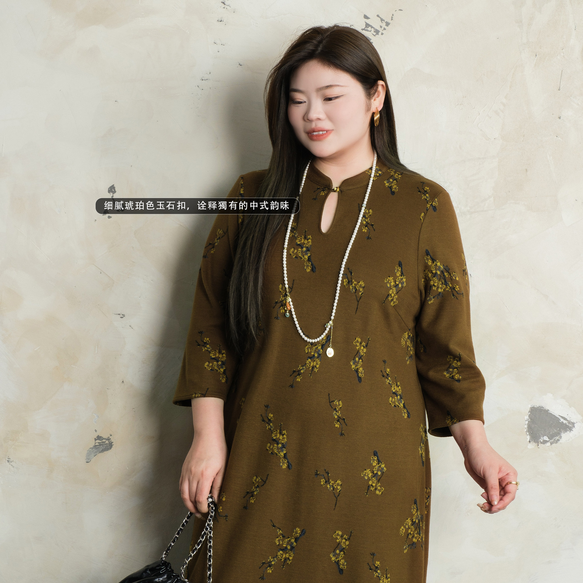 【玉玲珑】美丽客栈秋冬新款针织连衣裙女大码女装新中式印花裙子,淘宝优惠券,粉丝福利购,淘宝优惠卷