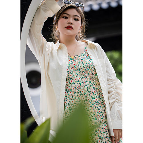美丽客栈《慢时光》衬衫2026夏季胖MM休闲简约设计感显瘦纯色上衣 - 图0