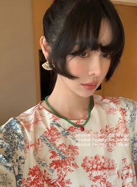 【5.31日早10点上新 抢先加购】MONA 绿玛瑙串珠红玉 项链配饰女