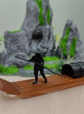 手办古代侠客狼摆件微缩人物江湖故狗微景观盆景美女小人寒江孤影