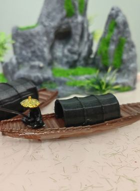 手办古代侠客姜太公钓鱼微缩人物江湖故人微景观盆景小人寒江孤影