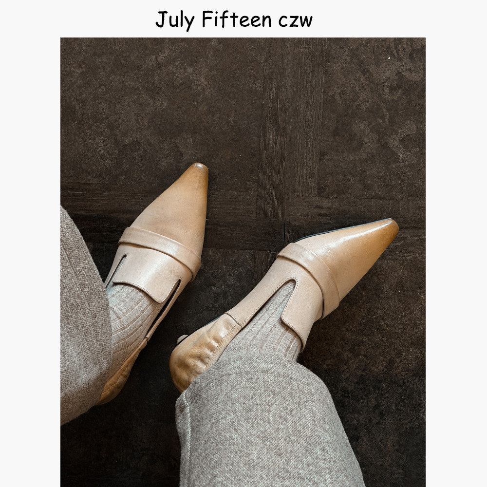 头层牛皮轻奢风尖头3.5cm猫跟乐福鞋女2026春季新款气质单鞋通勤,淘宝优惠券,粉丝福利购,淘宝优惠卷