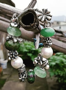 毕亨特 s925银 DIY串珠 夏花草原 绣球花  七月睡莲珠