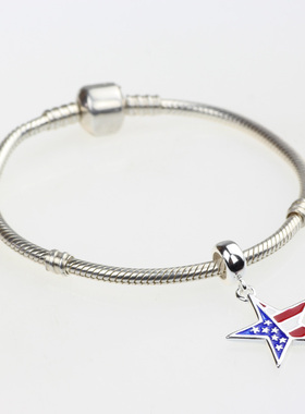 纯银国旗五角星手镯项链吊坠